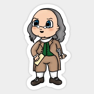 Chibi Ben Franklin - Small Design Sticker